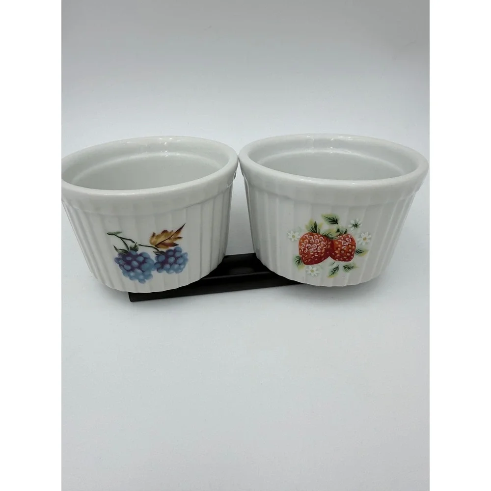 BIA Cordon Bleu‎ Ramekins Set of 2 Fruit Pattern Porcelain 3